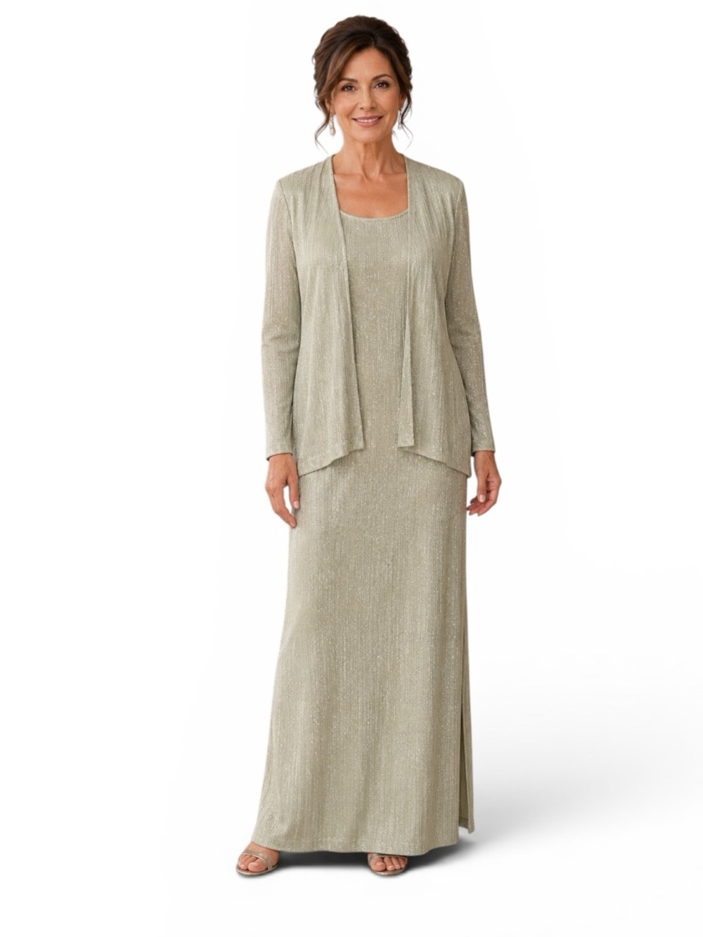 Alex Evenings Mother of the Bride 2 Piece Celery Green Dress & Jacket Size 10